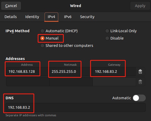 Ubuntu的IPV4设置